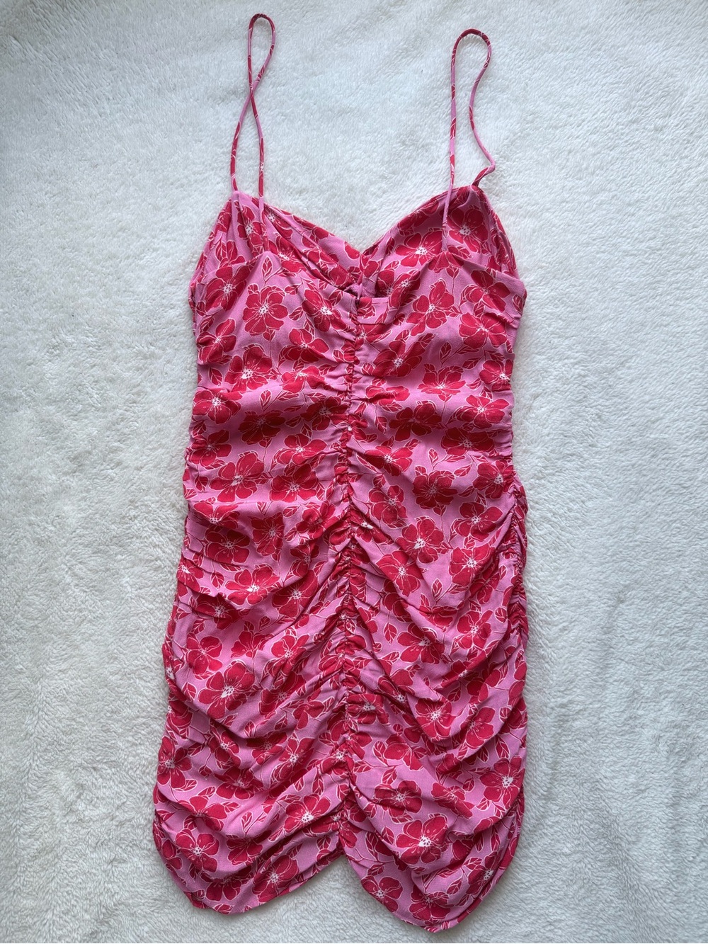 NWT Pink & Red Floral Spaghetti Strap Mini Dress - Picture 7 of 7